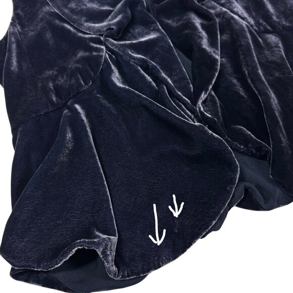 Theory Velvet Draped Vest Sz S Blue Peplum Boho Whimsigoth Witchy Artsy - Picture 11 of 15